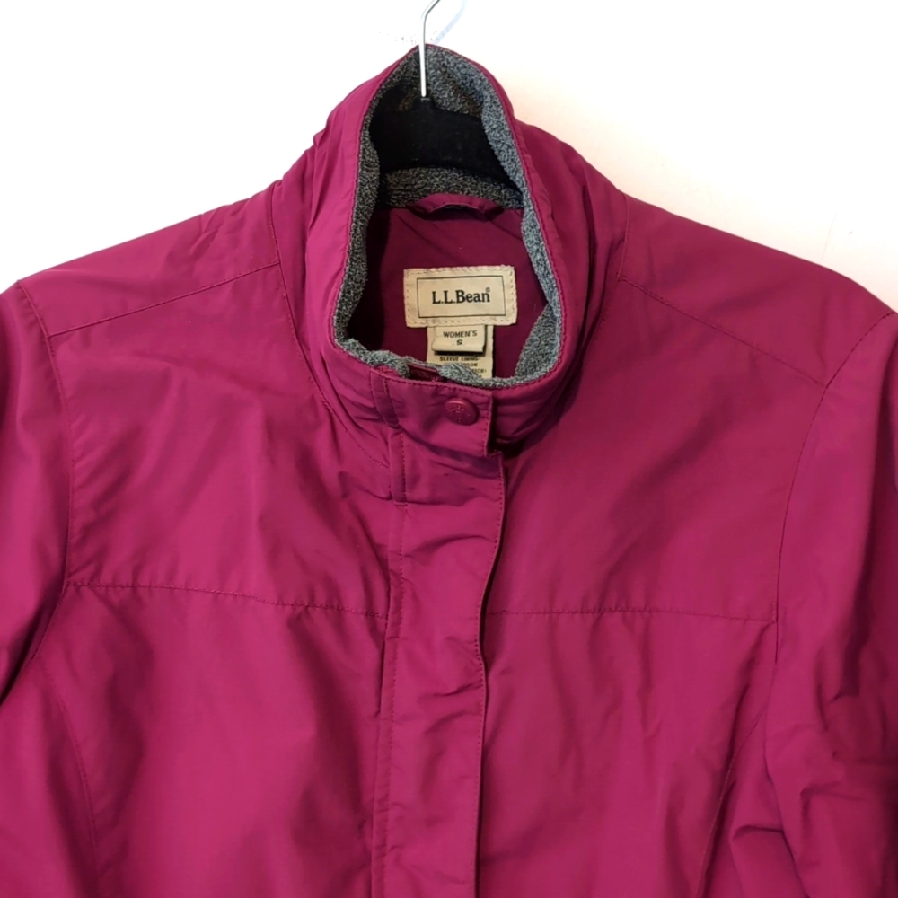 L.L.Bean Women’s Size Small Maroon Grey Fleece Lined Jacket O GBP9